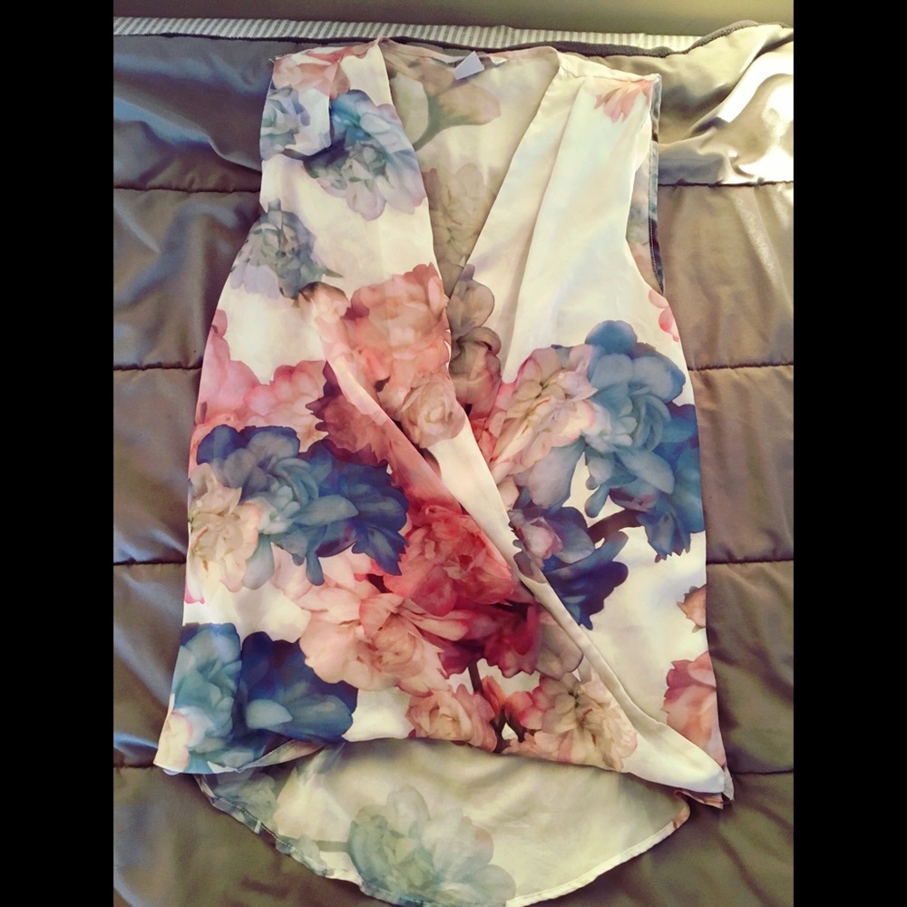 Low-Front Floral Blouse